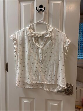 Koch Pixie Top Gold Dotted Ruffle Blouse